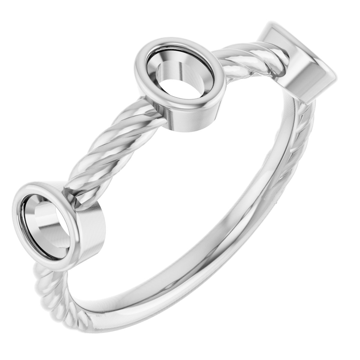 Bezel-Set Three-Stone Rope Anniversary Band