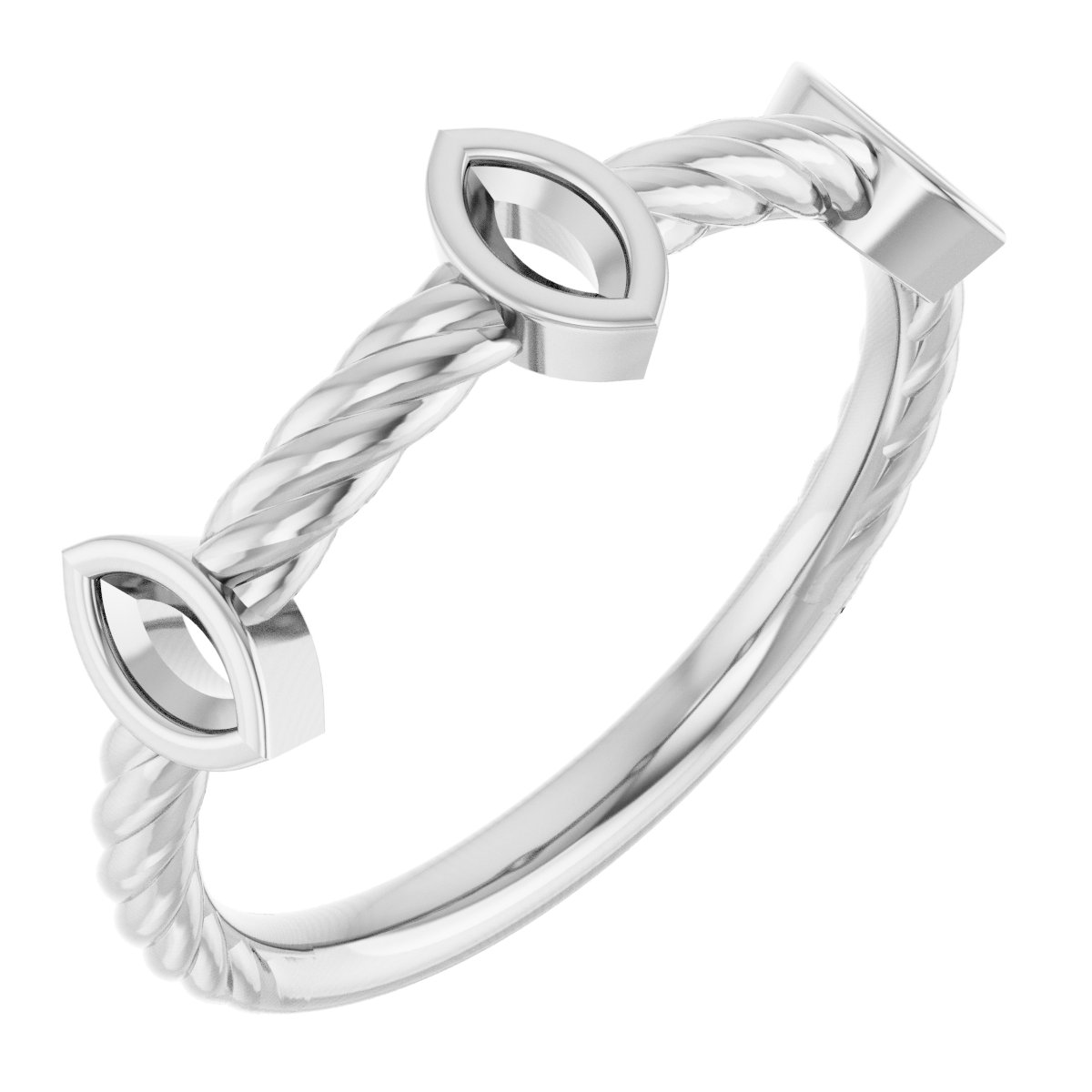 Bezel-Set Three-Stone Rope Anniversary Band