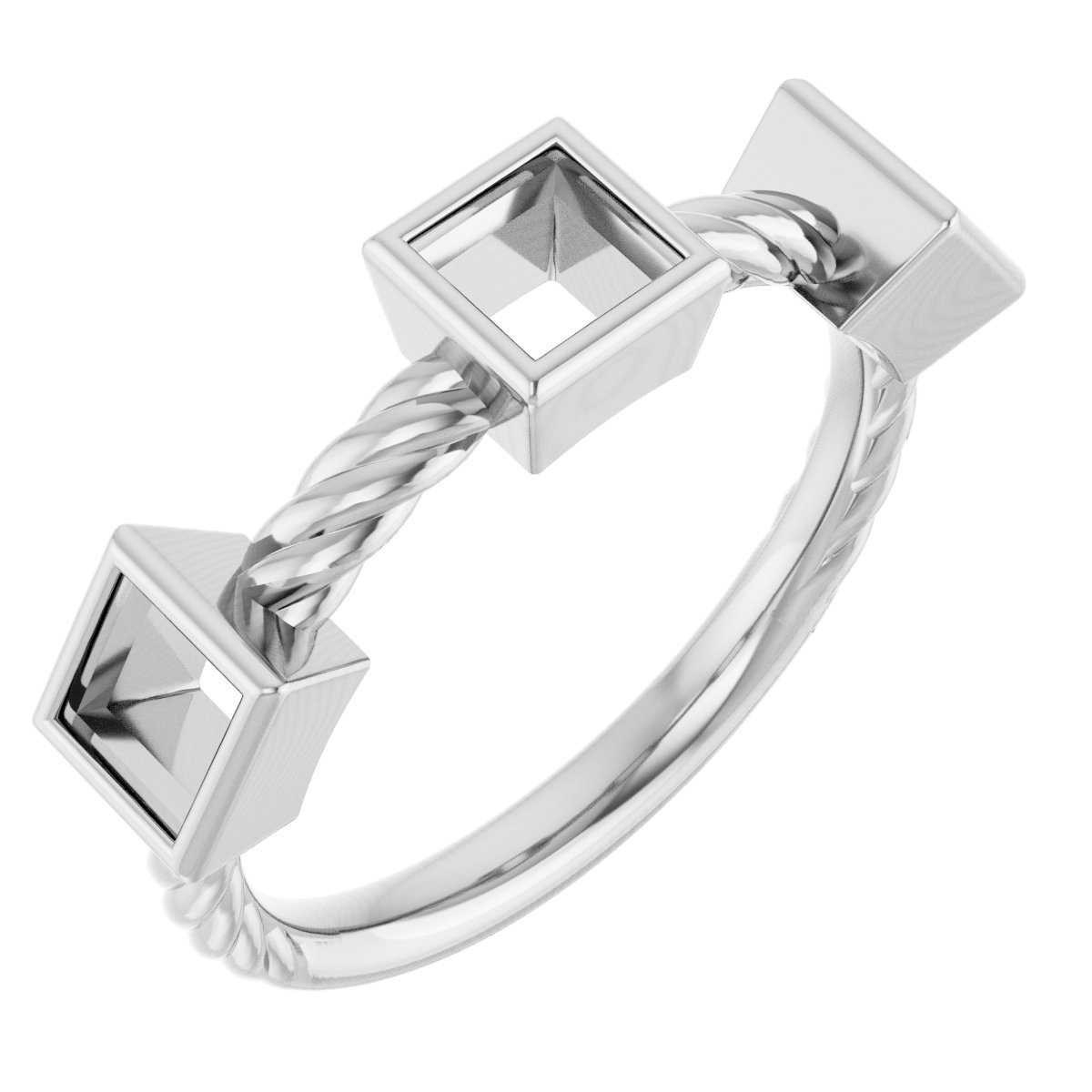 Bezel-Set Three-Stone Rope Anniversary Band