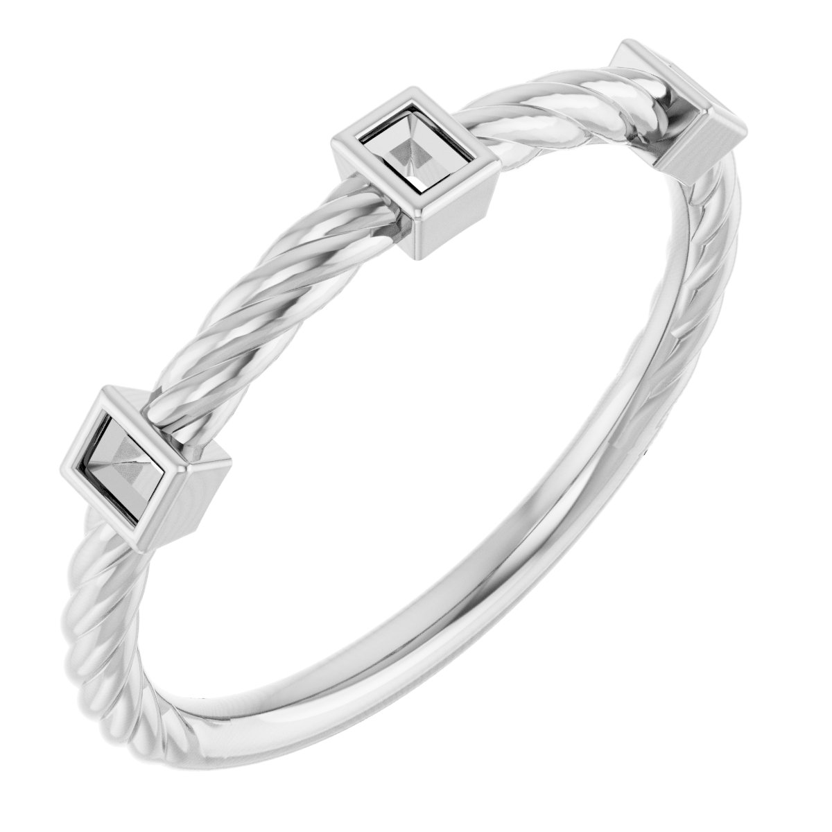Bezel-Set Three-Stone Rope Anniversary Band