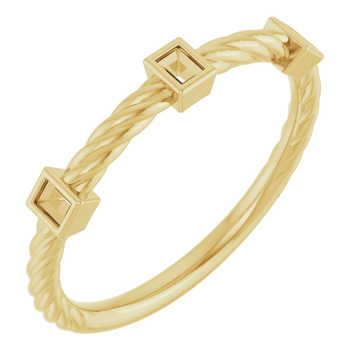 Bezel-Set Three-Stone Rope Anniversary Band