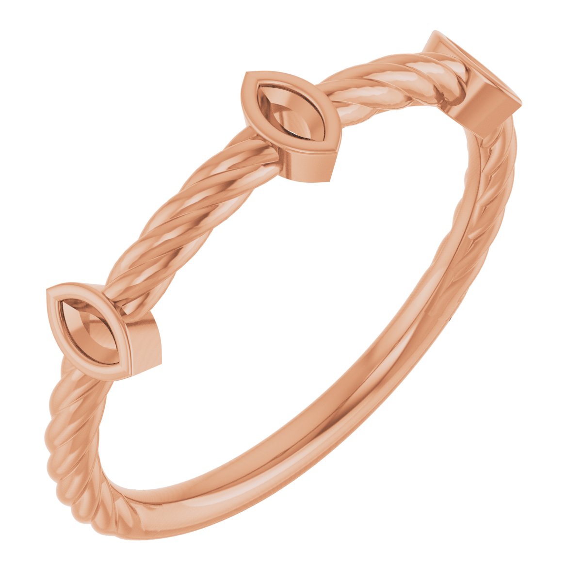 Bezel-Set Three-Stone Rope Anniversary Band