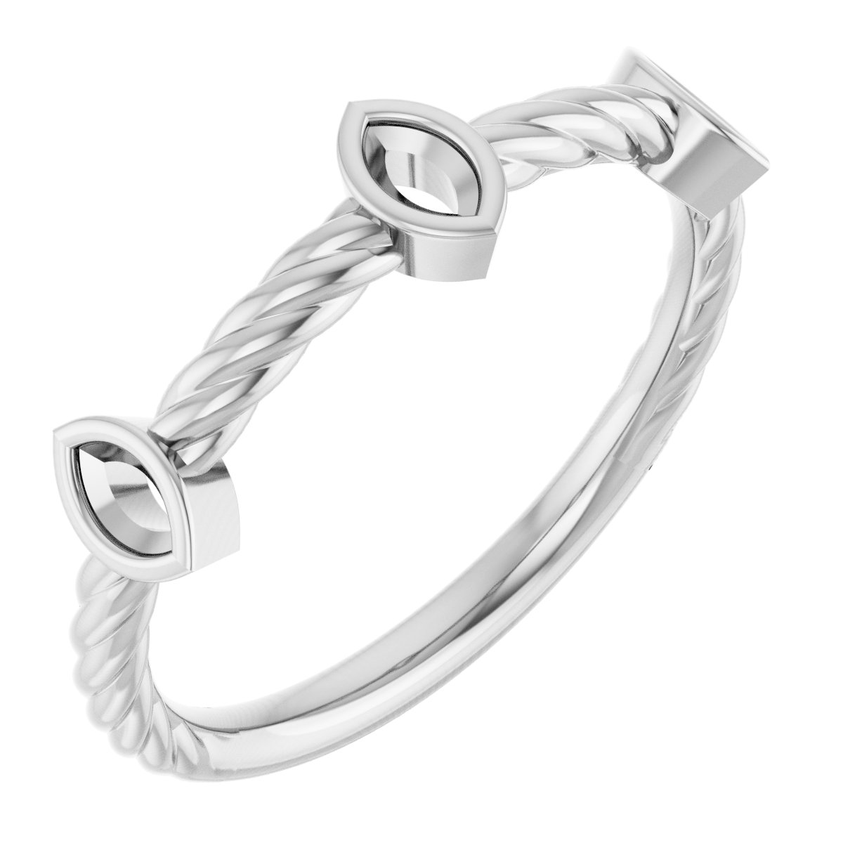 Bezel-Set Three-Stone Rope Anniversary Band