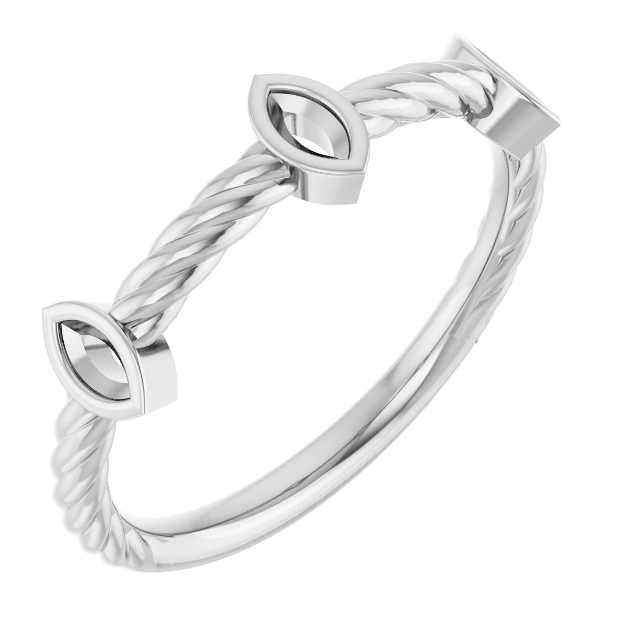 Bezel-Set Three-Stone Rope Anniversary Band