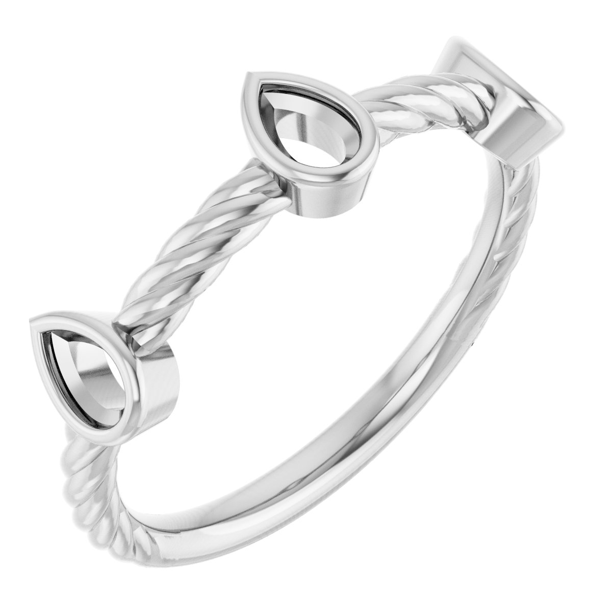 Bezel-Set Three-Stone Rope Anniversary Band