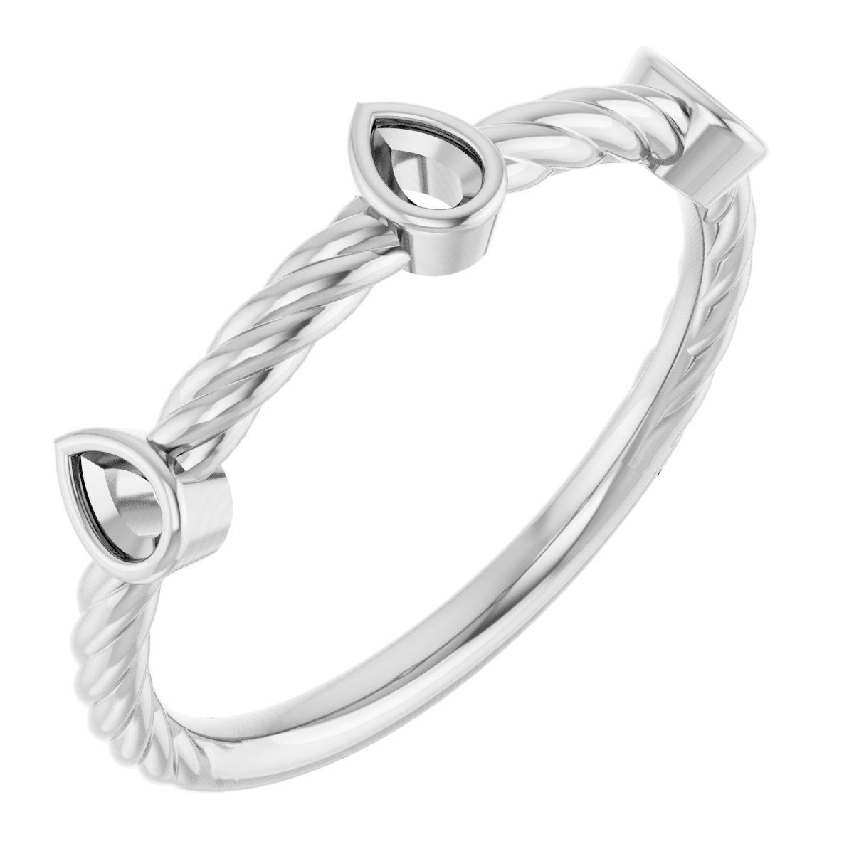 Bezel-Set Three-Stone Rope Anniversary Band