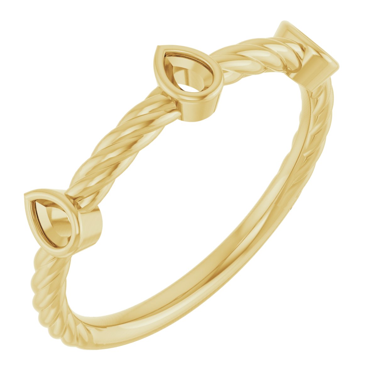Bezel-Set Three-Stone Rope Anniversary Band