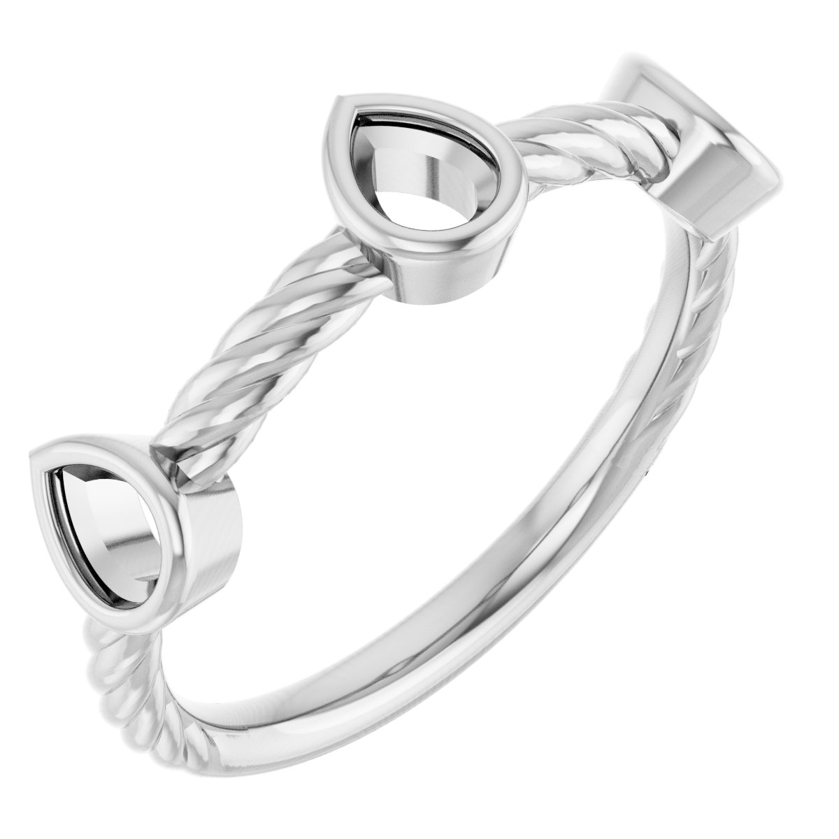 Bezel-Set Three-Stone Rope Anniversary Band