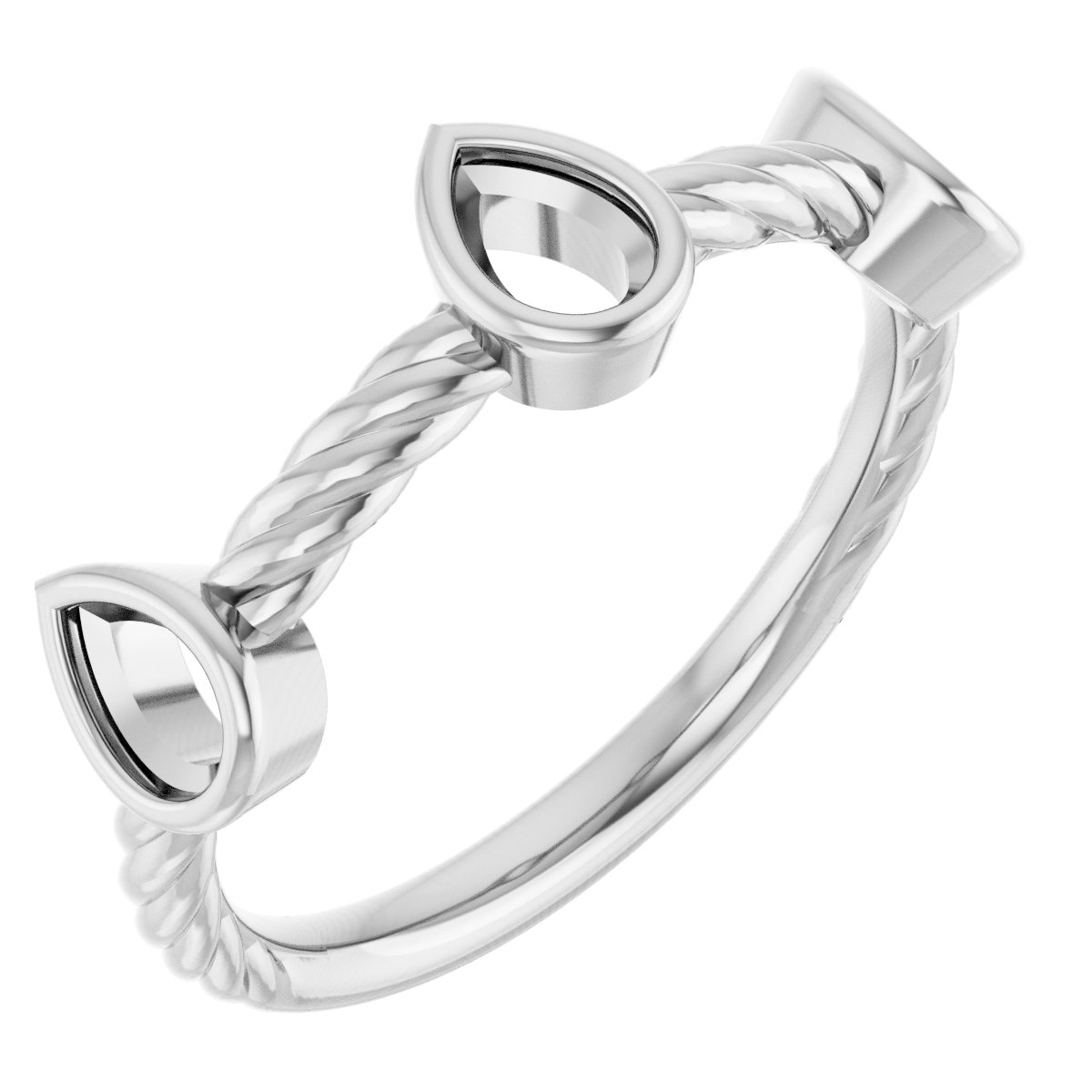 Bezel-Set Three-Stone Rope Anniversary Band