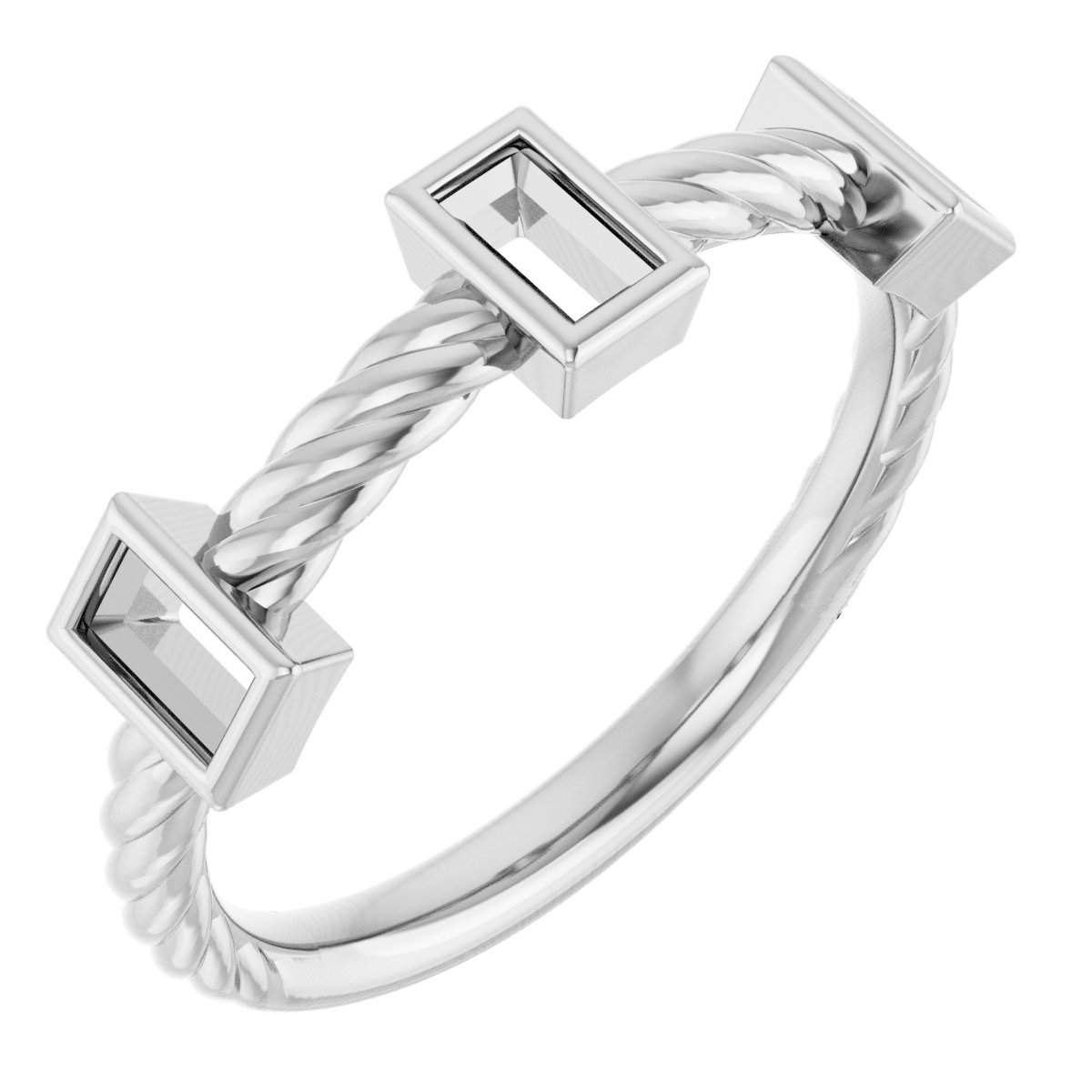 Bezel-Set Three-Stone Rope Anniversary Band