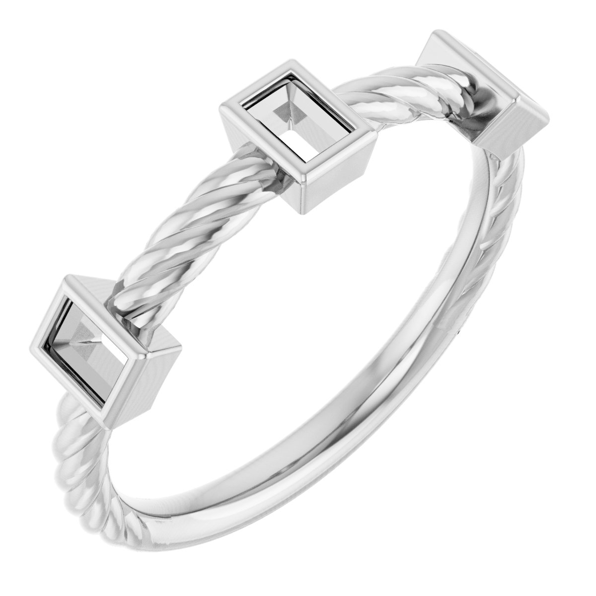 Bezel-Set Three-Stone Rope Anniversary Band
