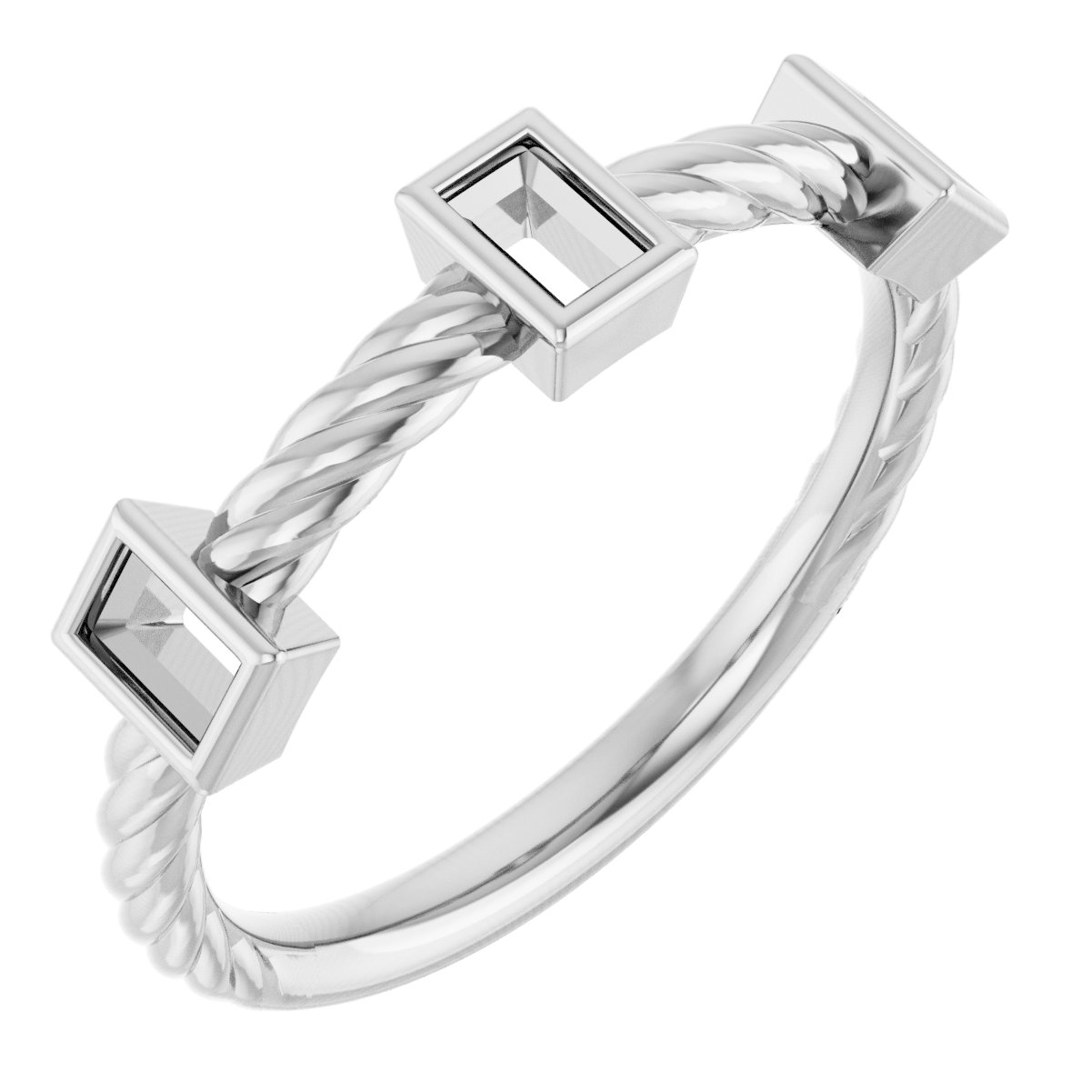 Bezel-Set Three-Stone Rope Anniversary Band