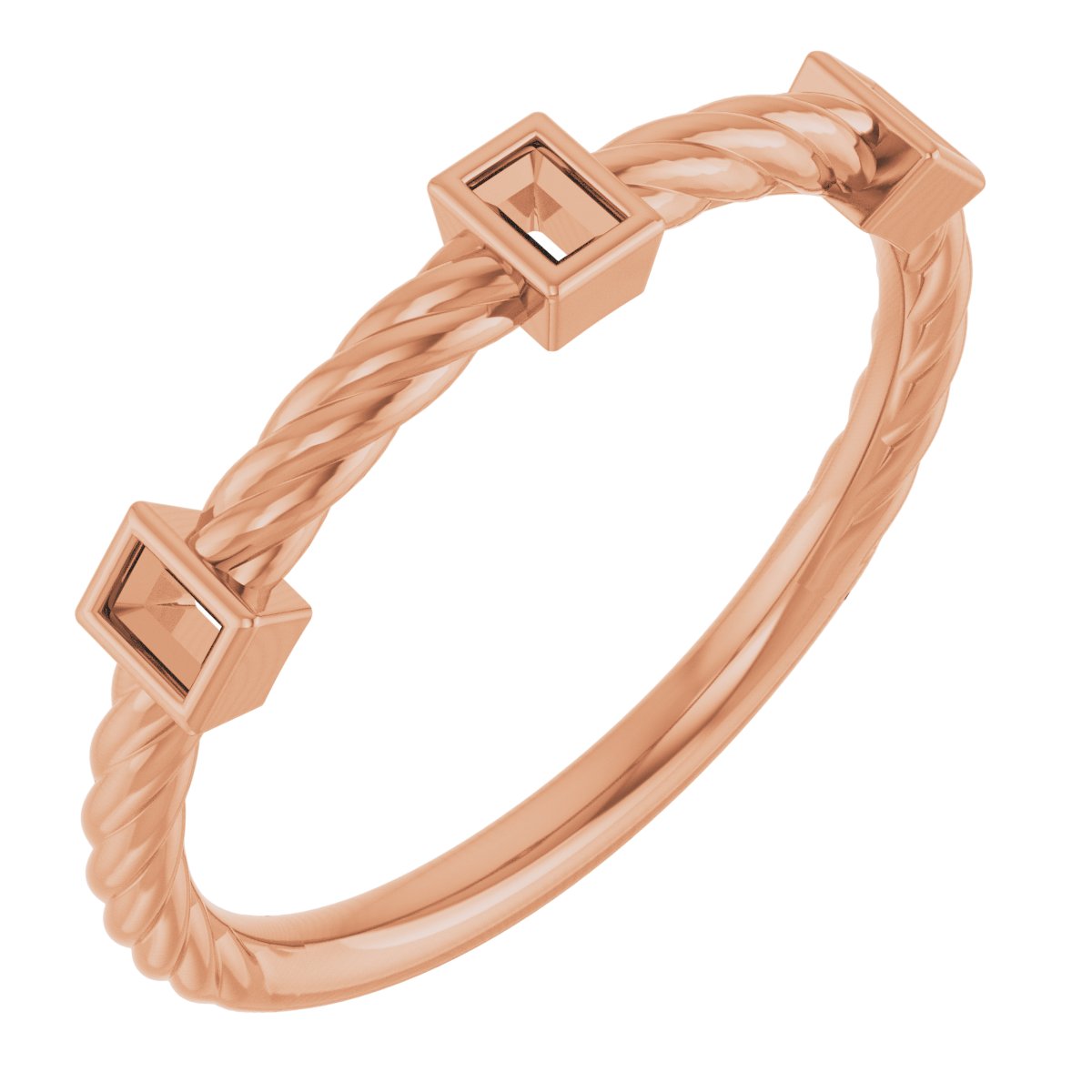 Bezel-Set Three-Stone Rope Anniversary Band