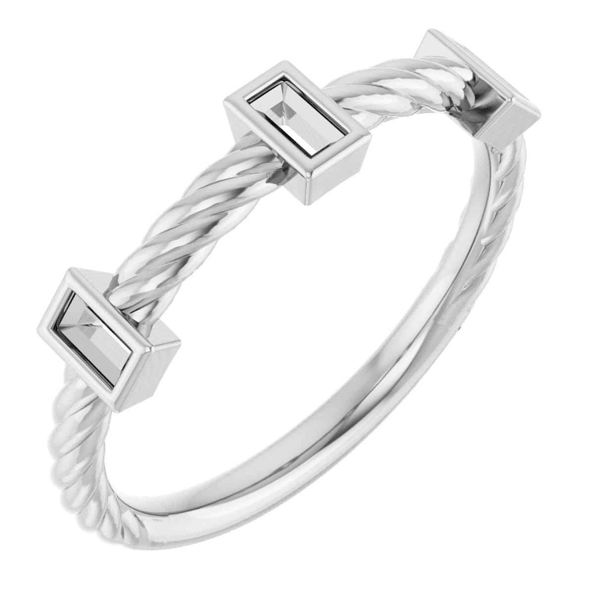 Bezel-Set Three-Stone Rope Anniversary Band