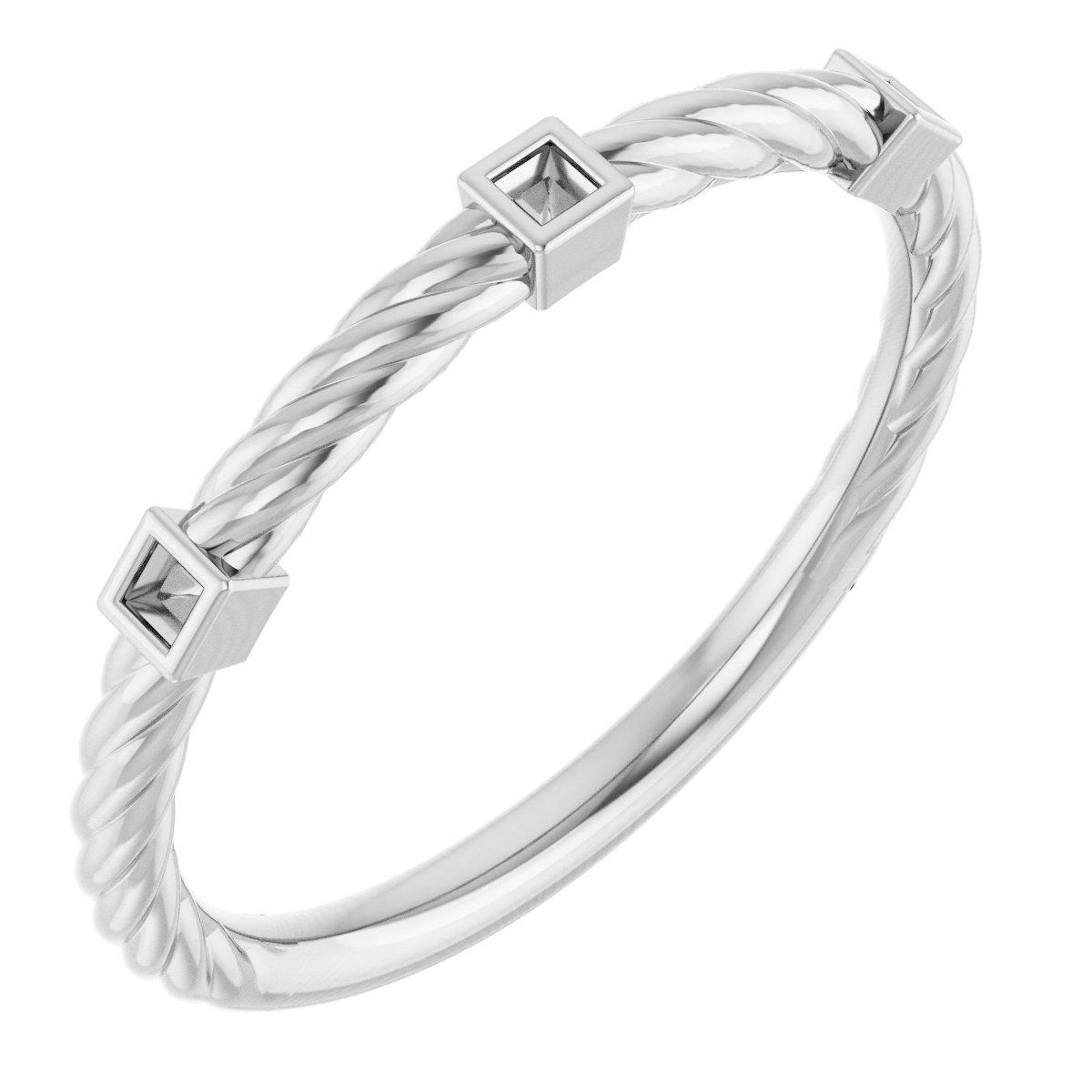 Bezel-Set Three-Stone Rope Anniversary Band