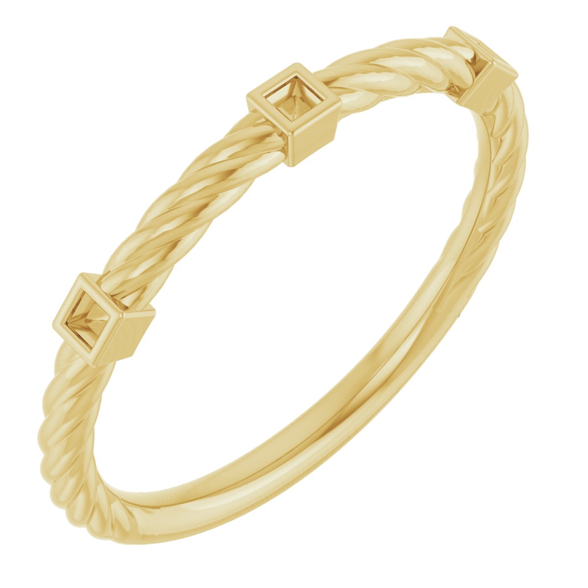 Bezel-Set Three-Stone Rope Anniversary Band