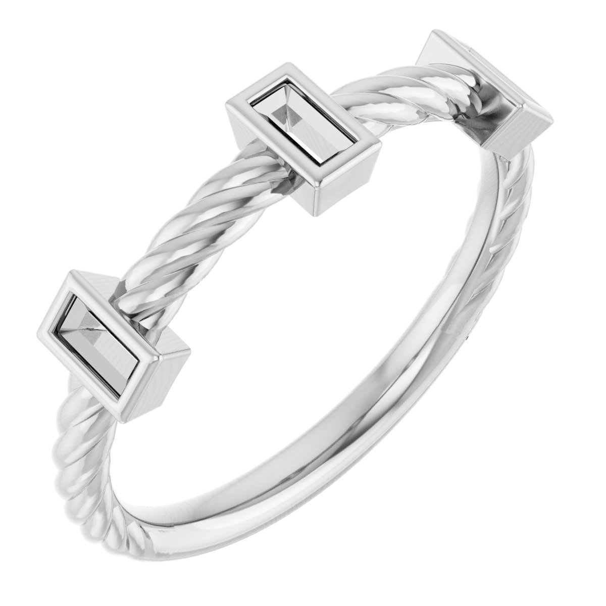 Bezel-Set Three-Stone Rope Anniversary Band