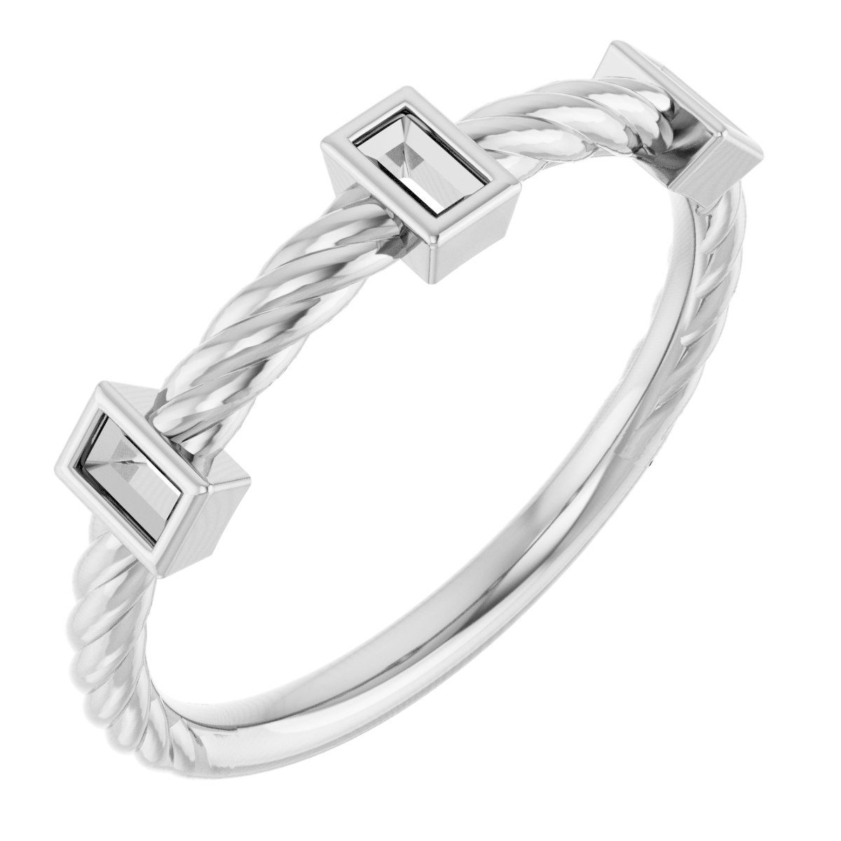 Bezel-Set Three-Stone Rope Anniversary Band