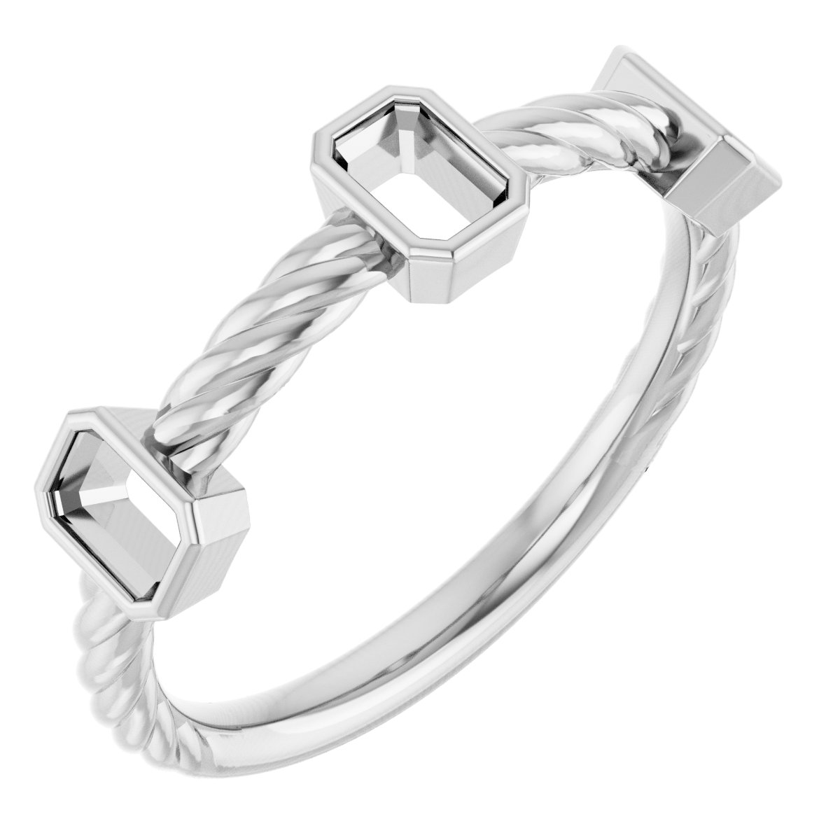 Bezel-Set Three-Stone Rope Anniversary Band