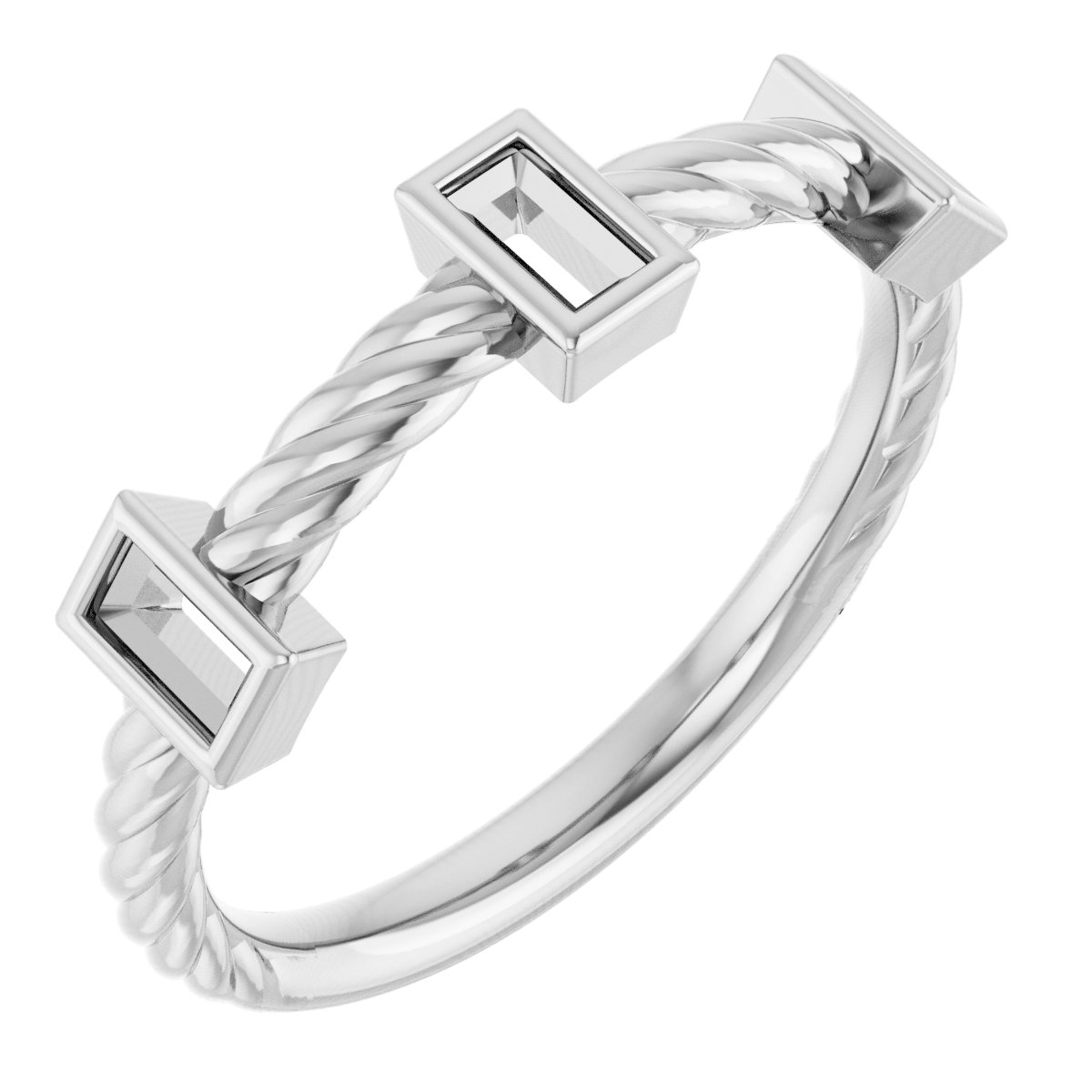 Bezel-Set Three-Stone Rope Anniversary Band