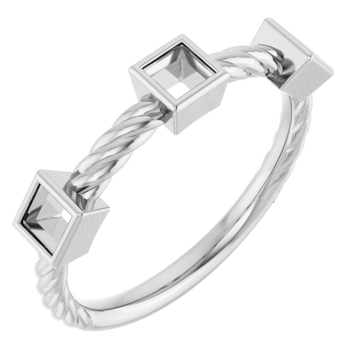 Bezel-Set Three-Stone Rope Anniversary Band