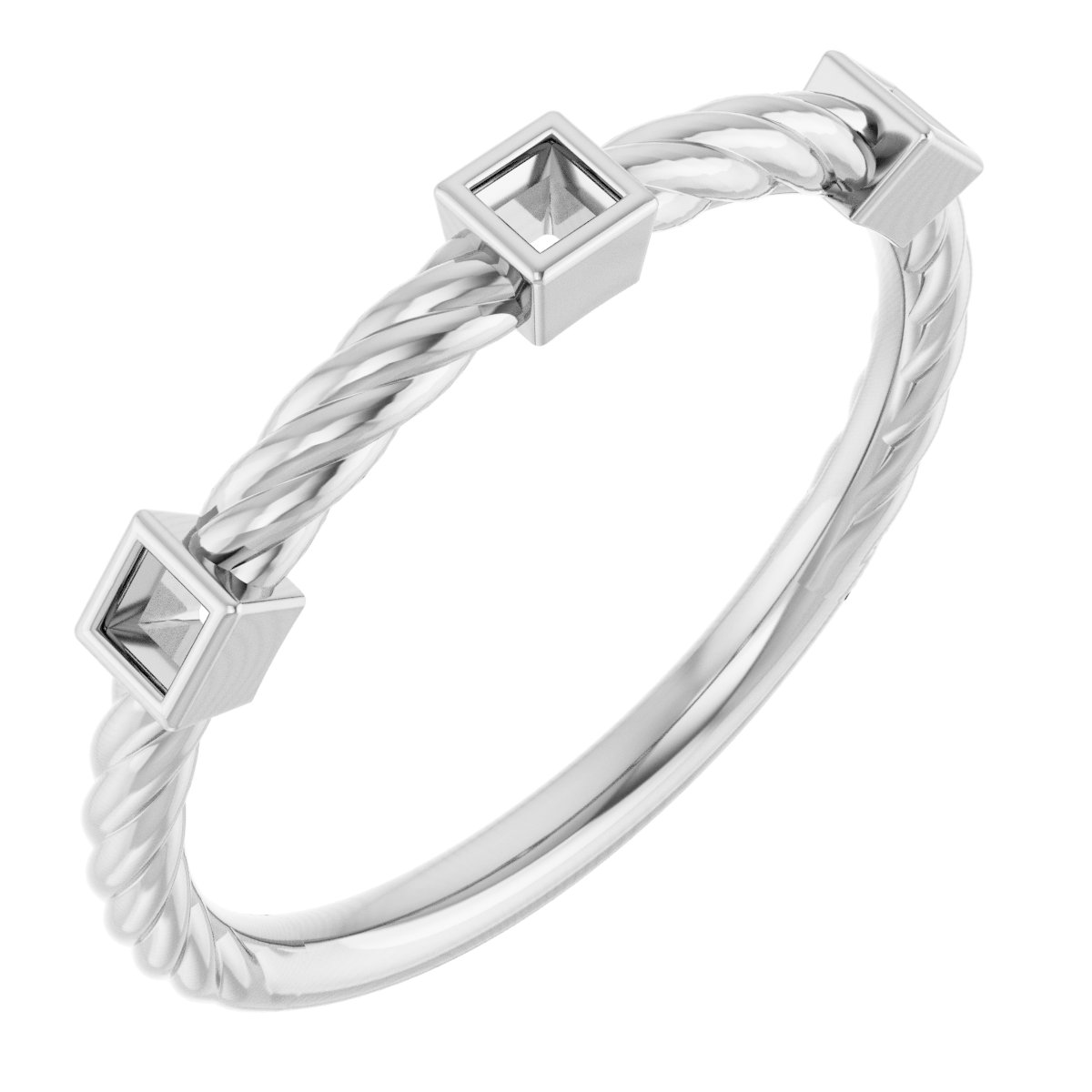 Bezel-Set Three-Stone Rope Anniversary Band