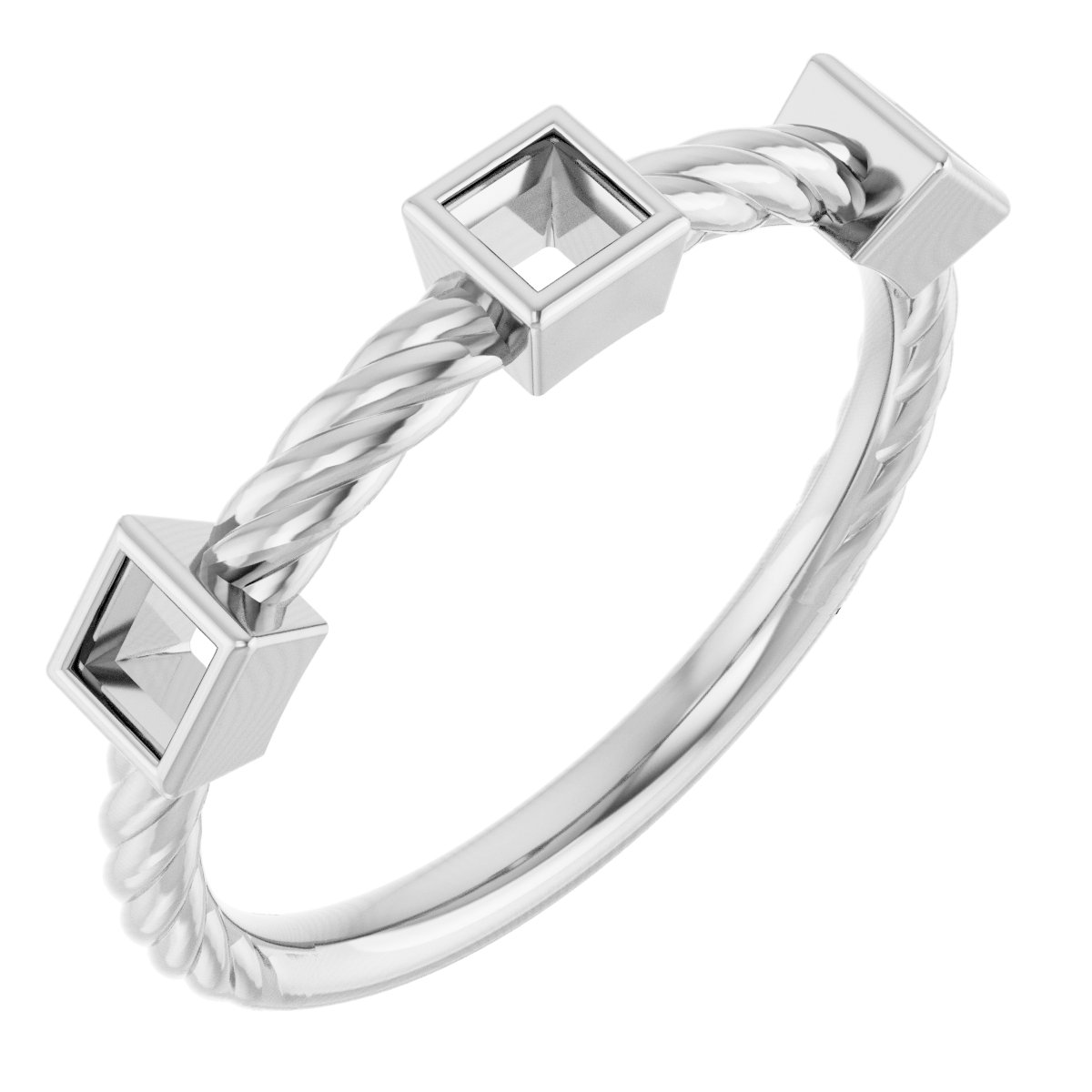 Bezel-Set Three-Stone Rope Anniversary Band