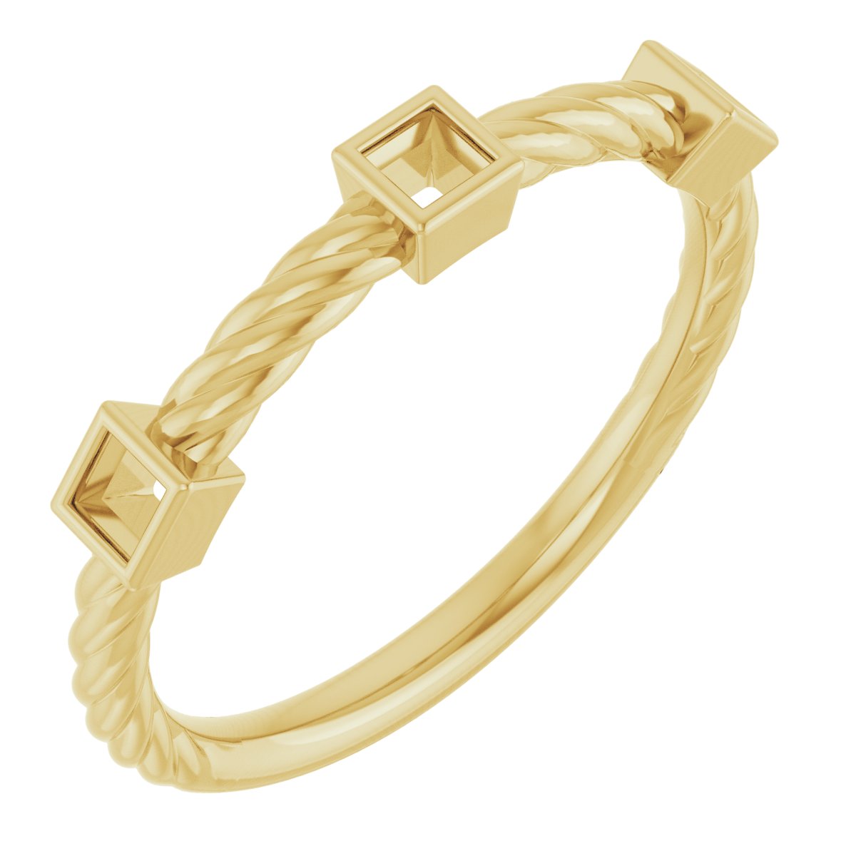 Bezel-Set Three-Stone Rope Anniversary Band