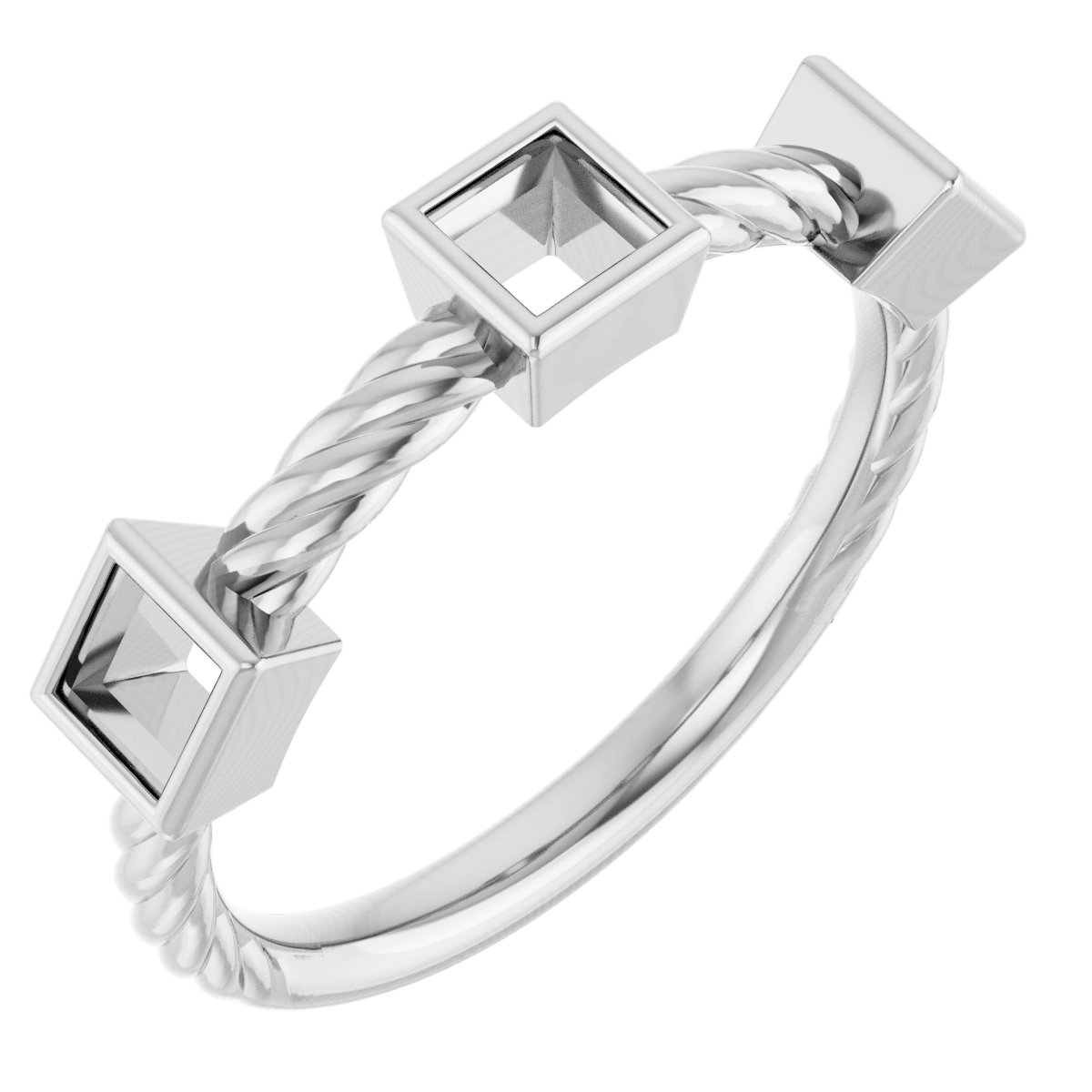 Bezel-Set Three-Stone Rope Anniversary Band