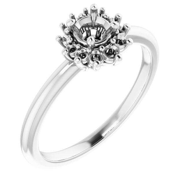 Halo-Style Asymmetrical Engagement Ring