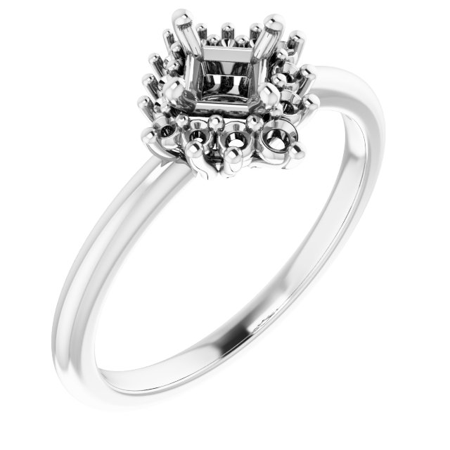 Halo-Style Asymmetrical Engagement Ring