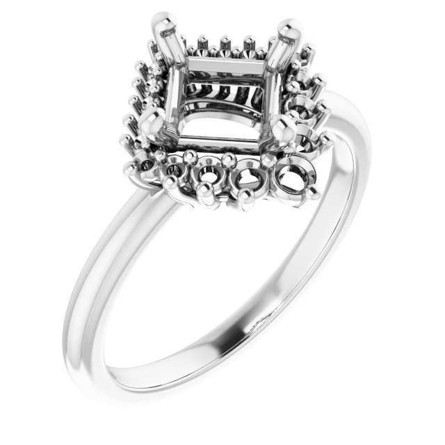 Halo-Style Asymmetrical Engagement Ring