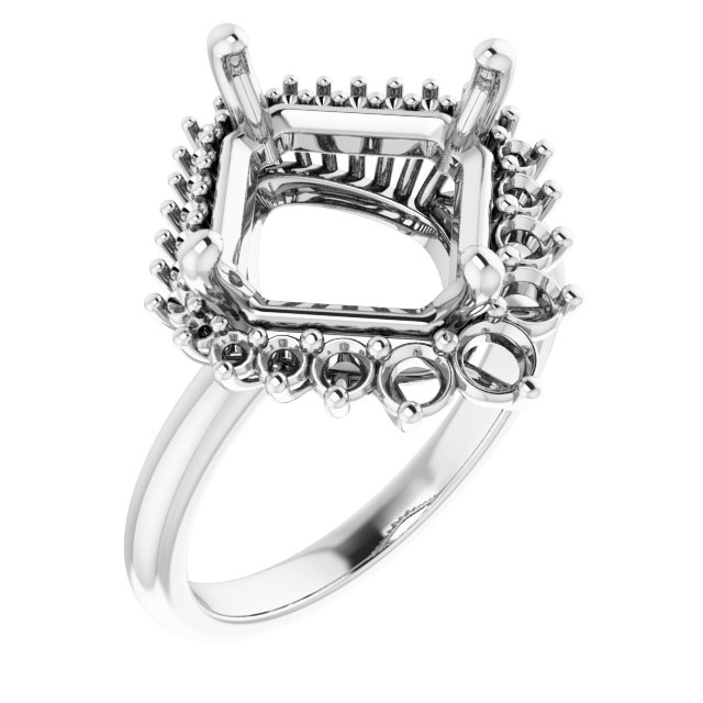 Halo-Style Asymmetrical Engagement Ring
