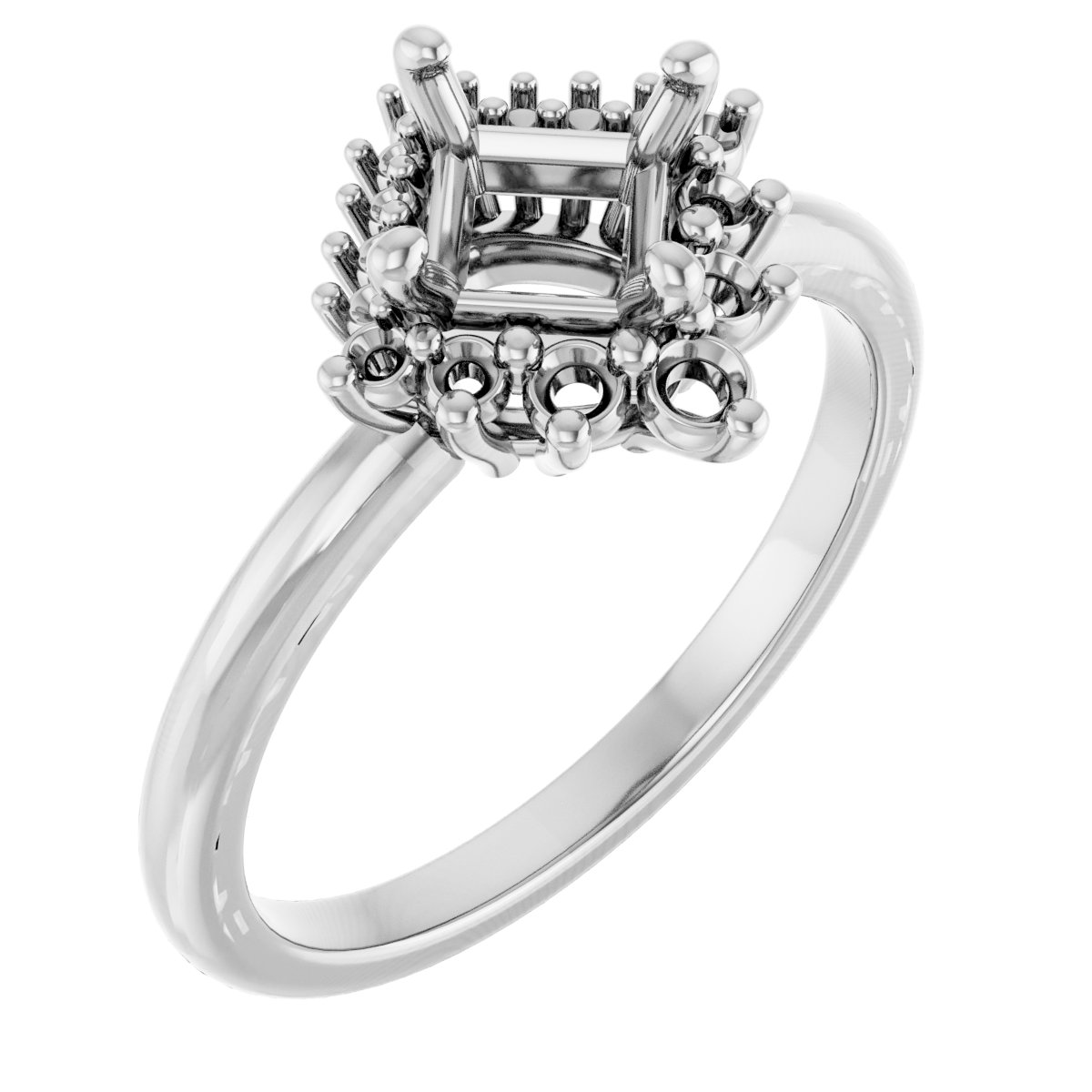 Halo-Style Asymmetrical Engagement Ring
