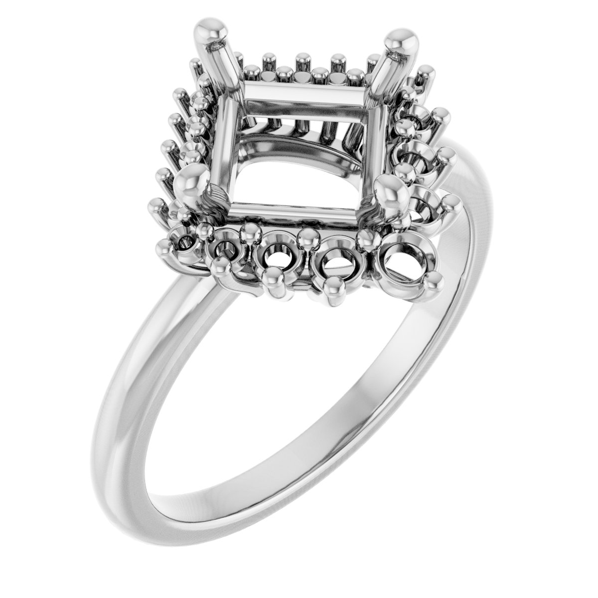 Halo-Style Asymmetrical Engagement Ring