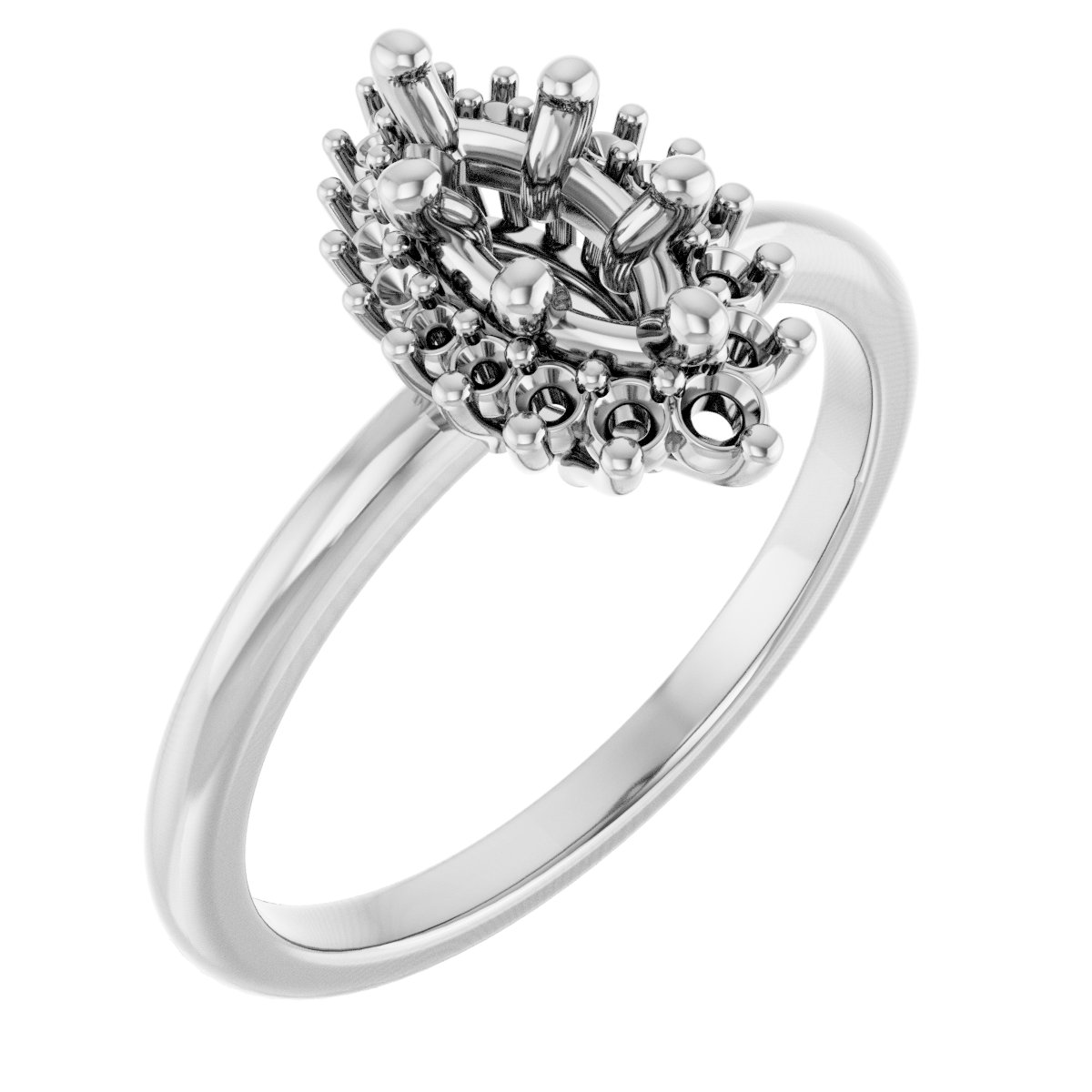 Halo-Style Asymmetrical Engagement Ring