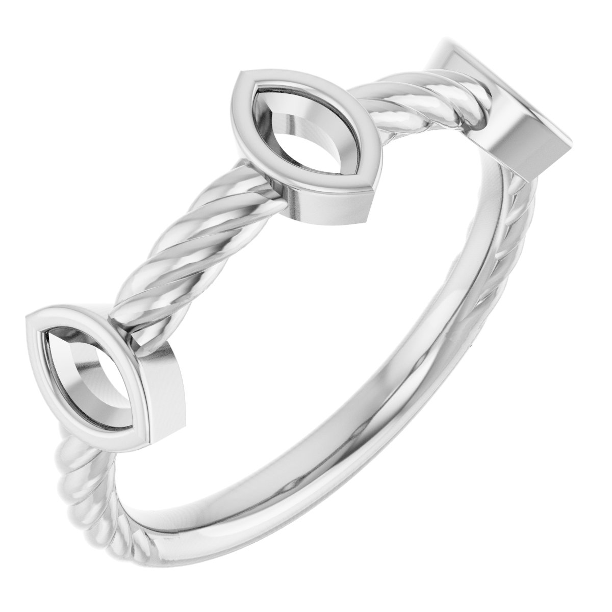 Bezel-Set Three-Stone Rope Anniversary Band
