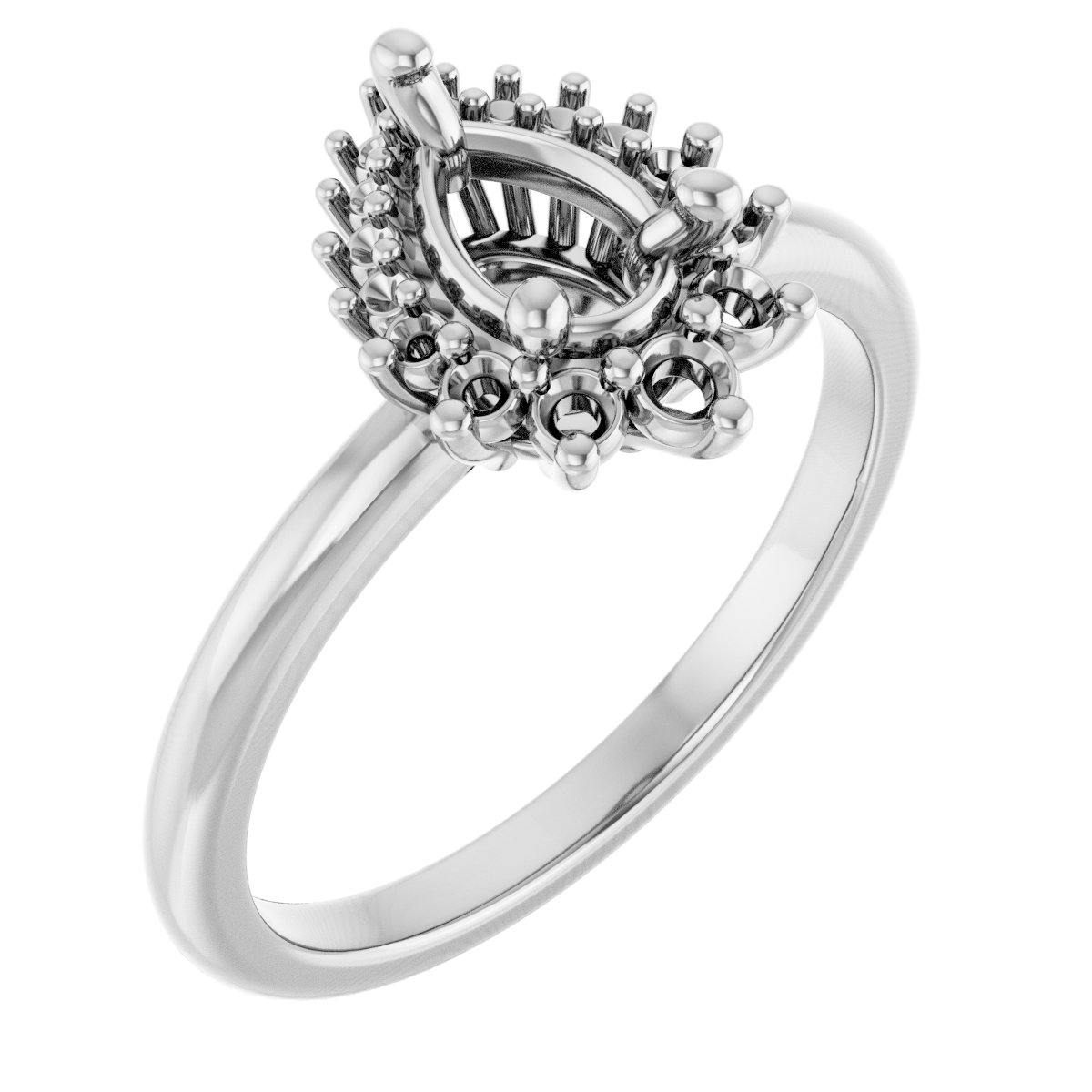 Halo-Style Asymmetrical Engagement Ring