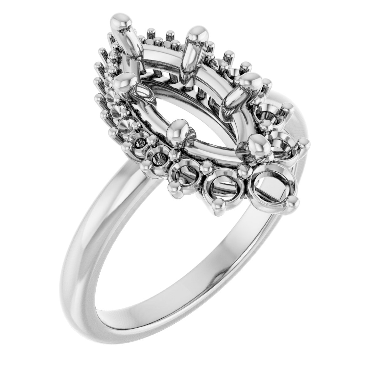 Halo-Style Asymmetrical Engagement Ring