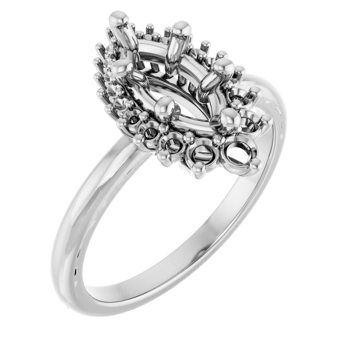 Halo-Style Asymmetrical Engagement Ring