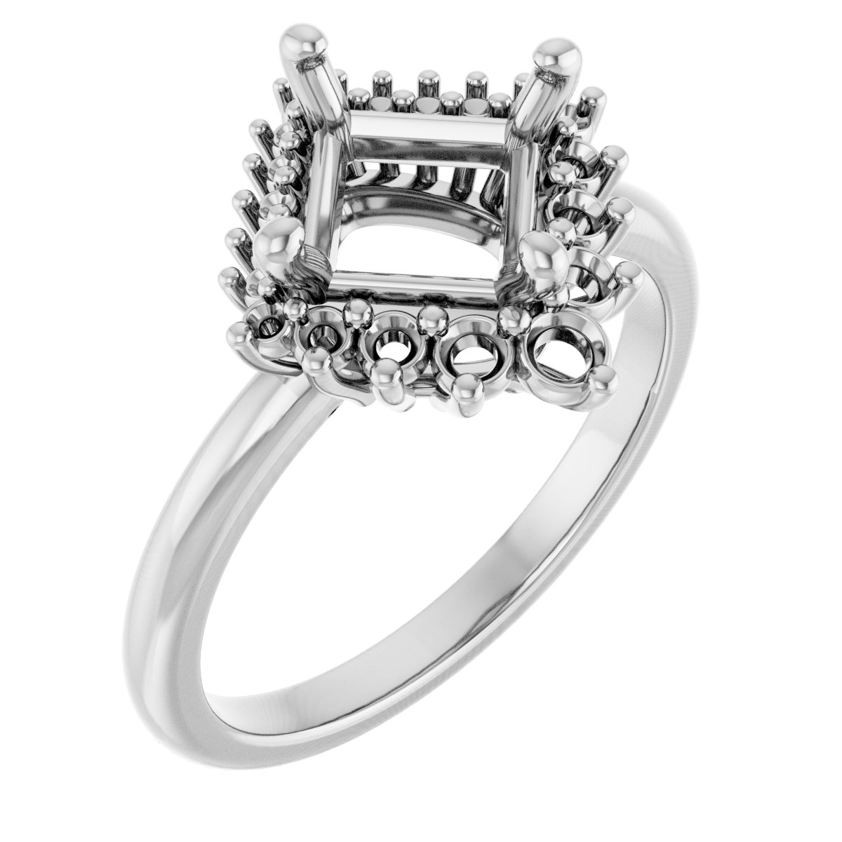 Halo-Style Asymmetrical Engagement Ring
