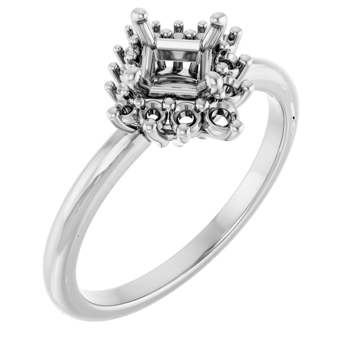Halo-Style Asymmetrical Engagement Ring