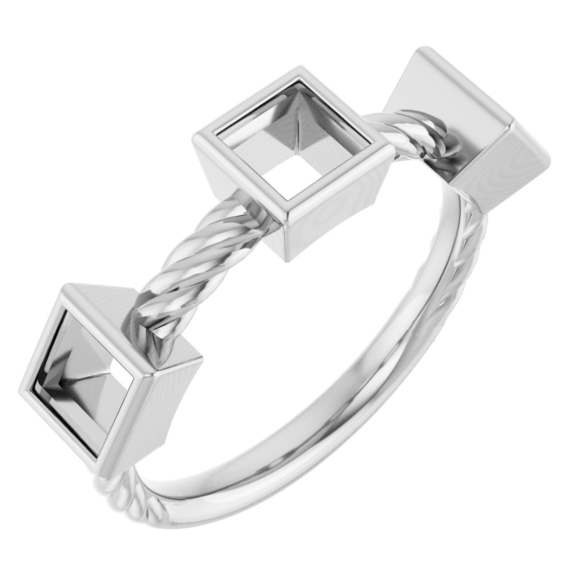 Bezel-Set Three-Stone Rope Anniversary Band