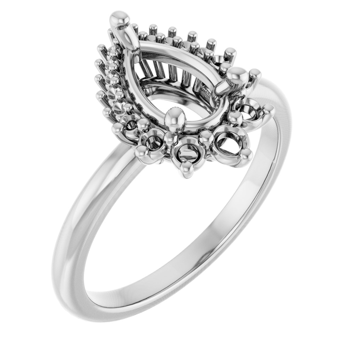 Halo-Style Asymmetrical Engagement Ring