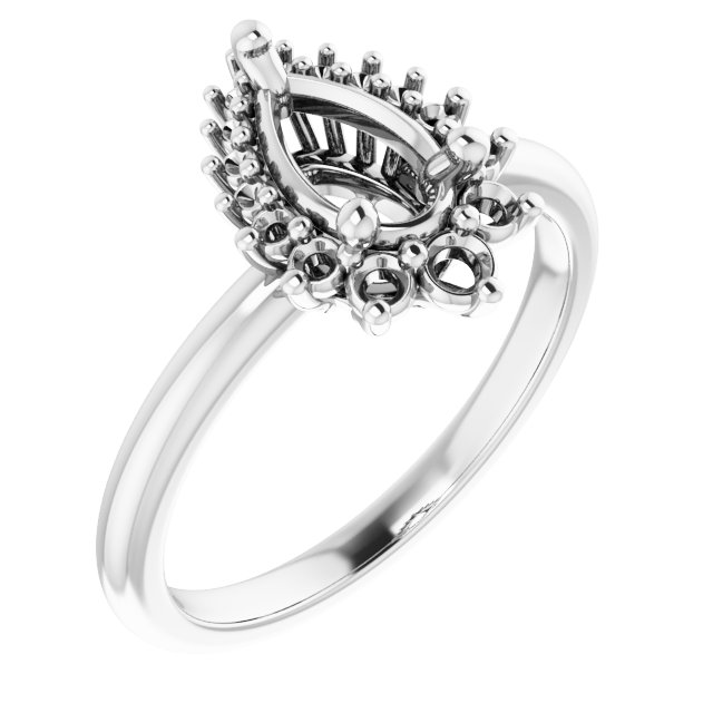 Halo-Style Asymmetrical Engagement Ring