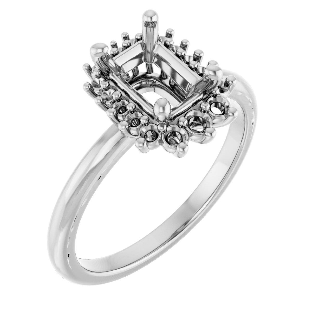 Halo-Style Asymmetrical Engagement Ring