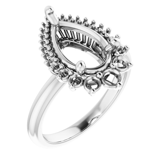 Halo-Style Asymmetrical Engagement Ring