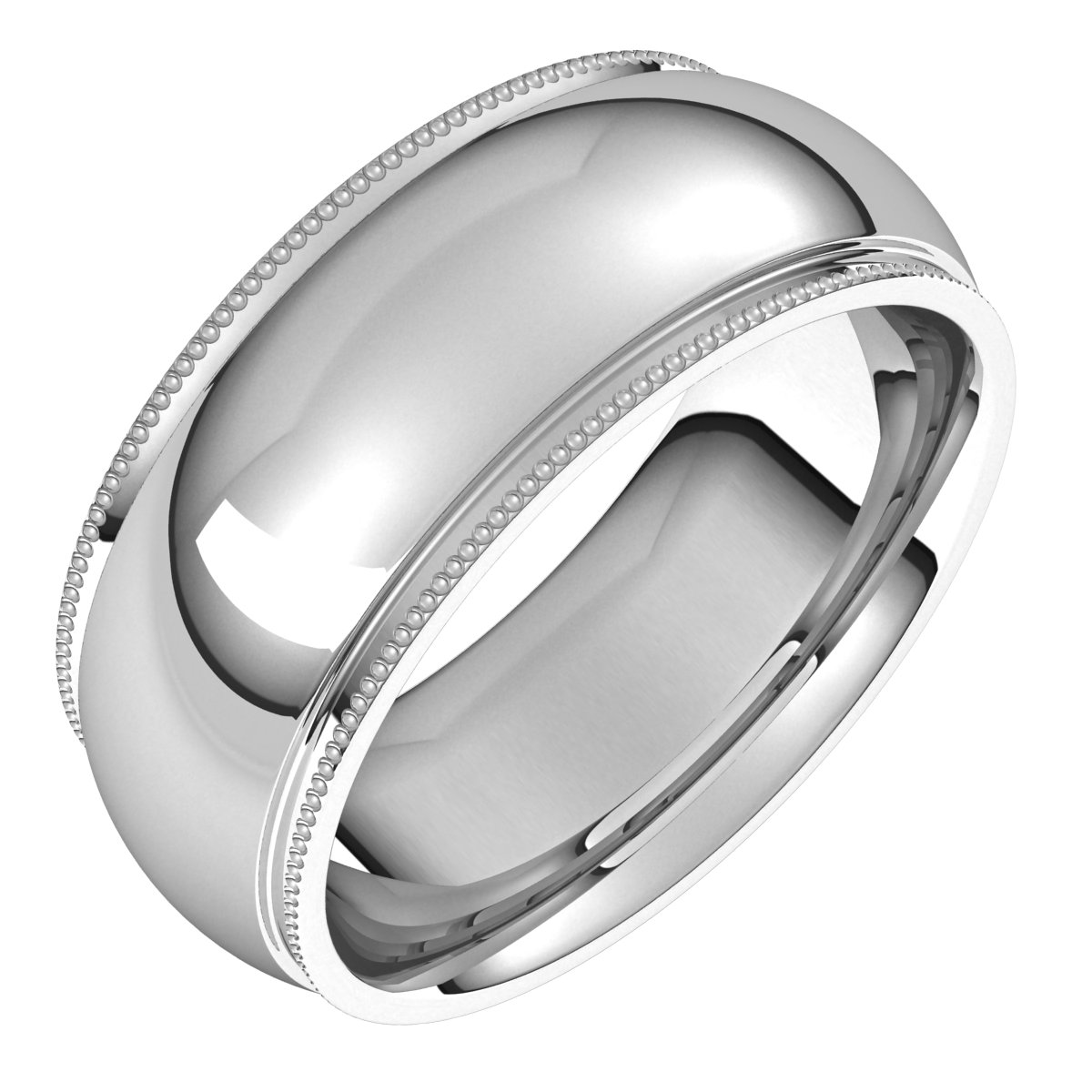 Milgrain Stepped-Edge Comfort-Fit Half Round Bands