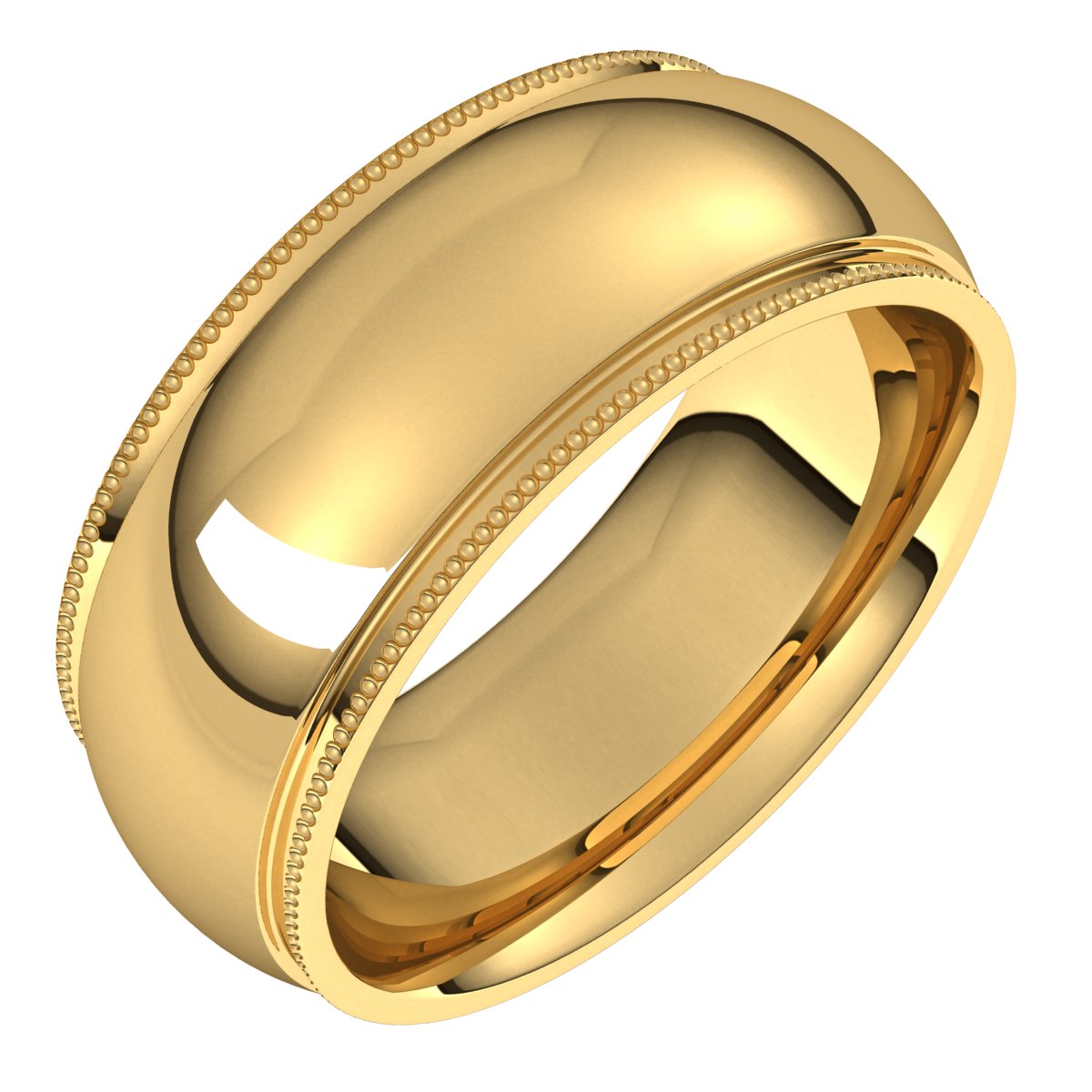 Milgrain Stepped-Edge Comfort-Fit Half Round Bands