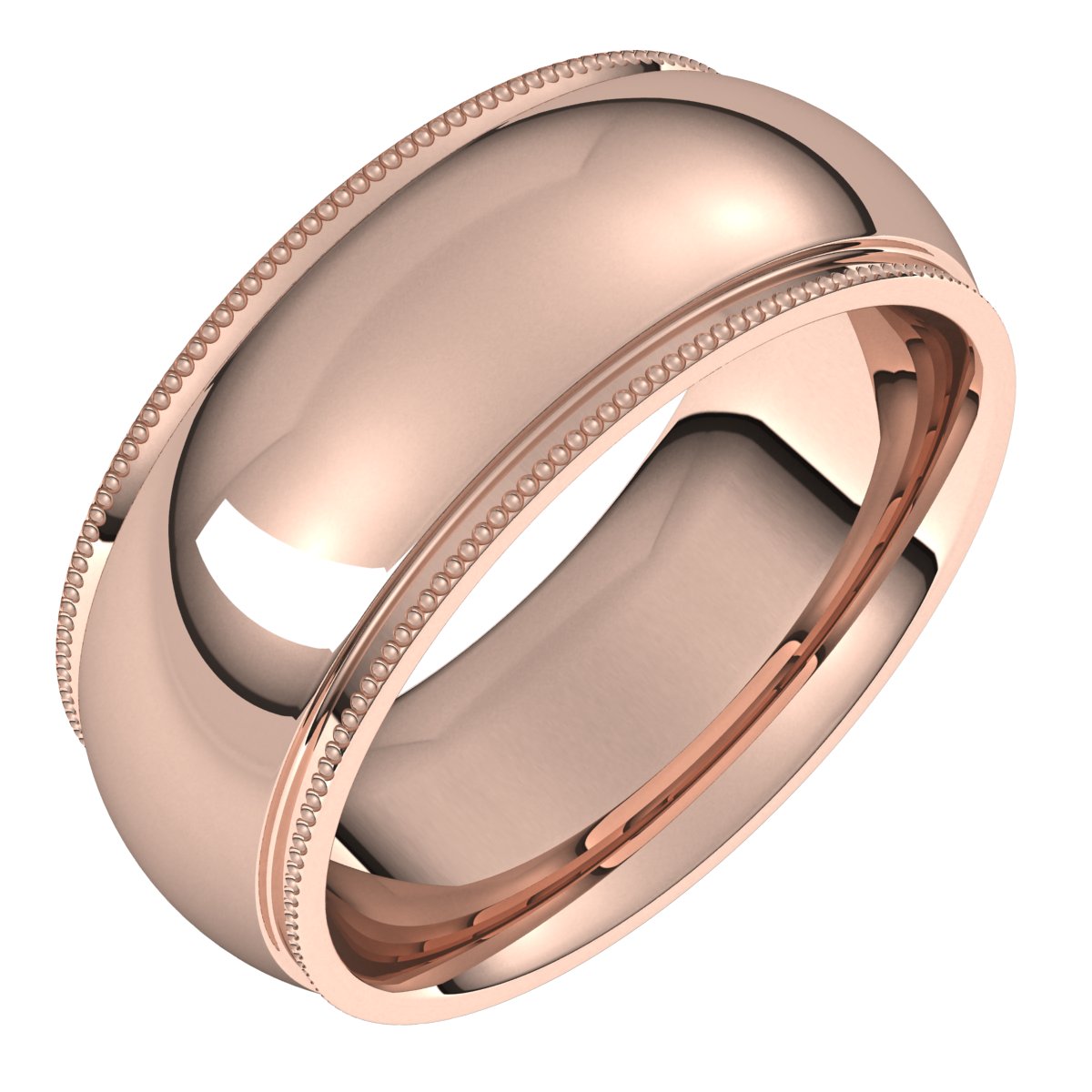 Milgrain Stepped-Edge Comfort-Fit Half Round Bands